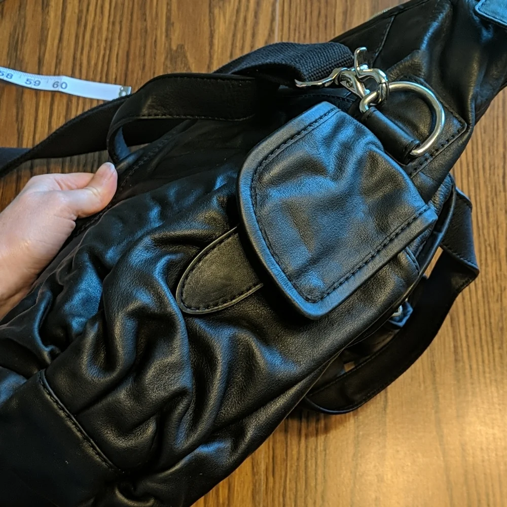 Cole Haan Black Leather Laptop Bag with Shoulder Strap